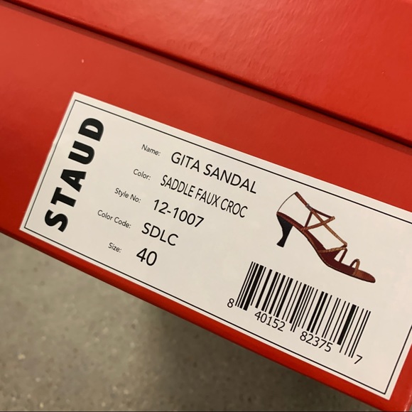 Staud Gita Strappy Sandals Brown Croc Leather Sz 40 NWT - Picture 3 of 15